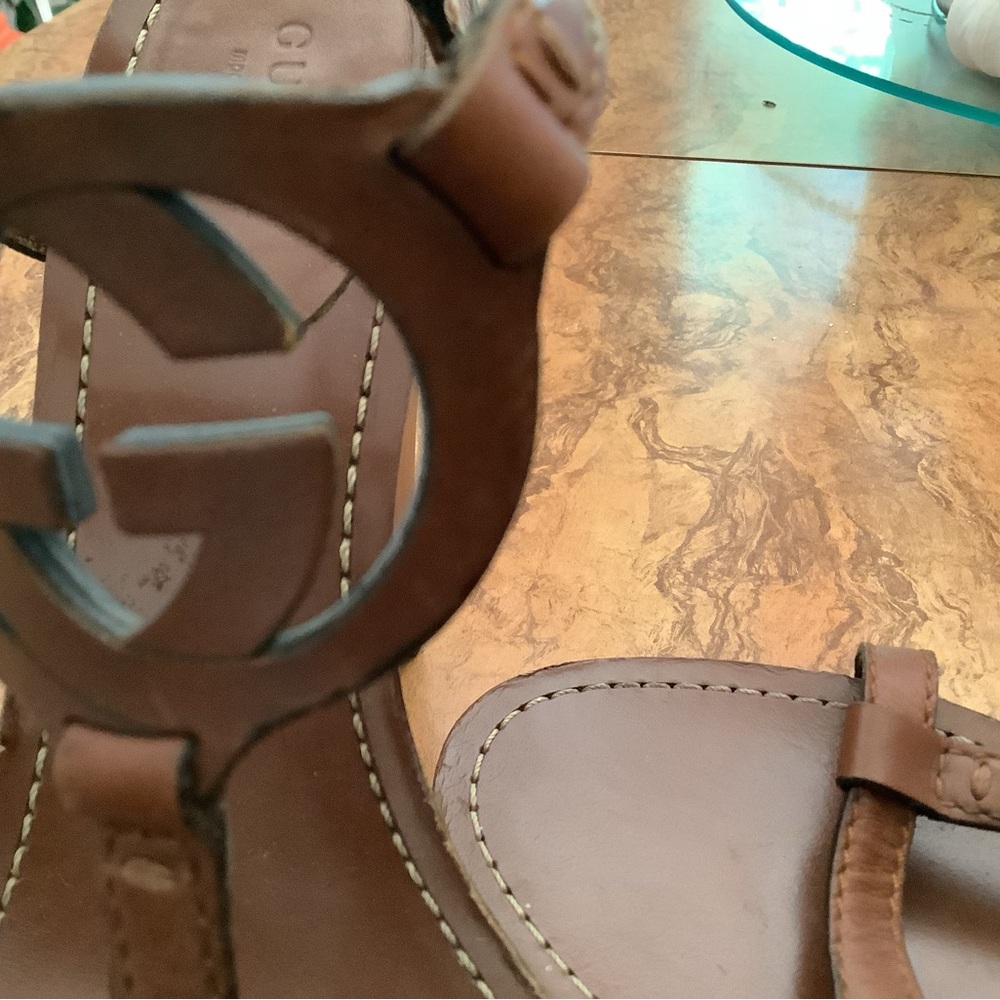 Gucci Brown Leather Wedges - Picture 6 of 9
